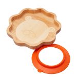 Bambusový talíř pro první příkrmy miminka – Lev, 17cm, oranžový