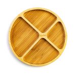 Velký kulatý bambusový talíř s přihrádkami, lžičkou a vidličkou, 25cm – 2