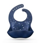 Dodoli měkký silikonový bryndák s kapsou pro dítě – Hviezdičky, Modrá