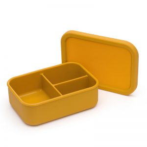Dětský obědový Bento box s přihrádkami, 700ml, 17x13cm, medovožlutá