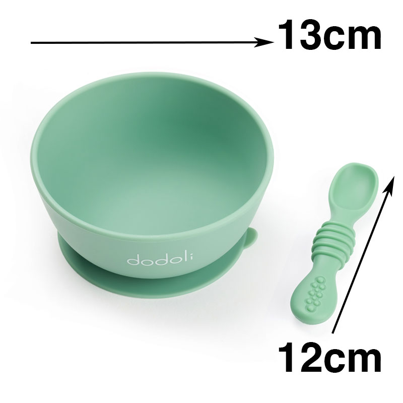 Dodoli Dětská silikonová miska s přísavkou a lžičkou – bez BPA, pro děti a miminka, 300 ml – Azurovězelená – 1