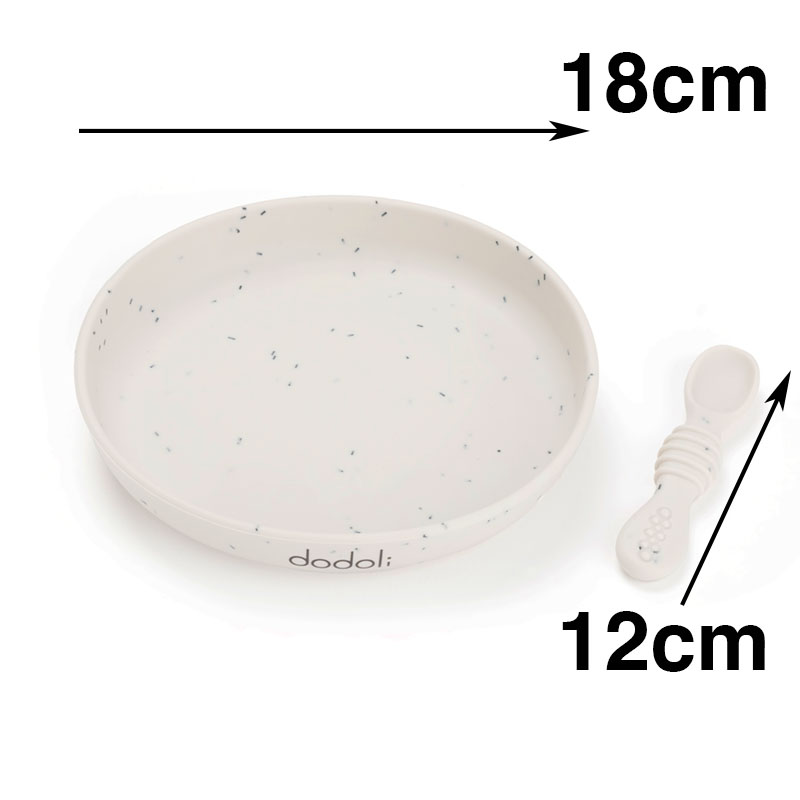 Dodoli Dětský silikonový talíř s přísavkou a lžičkou – bez BPA, pro děti a miminka, 300 ml – Stardust – 1